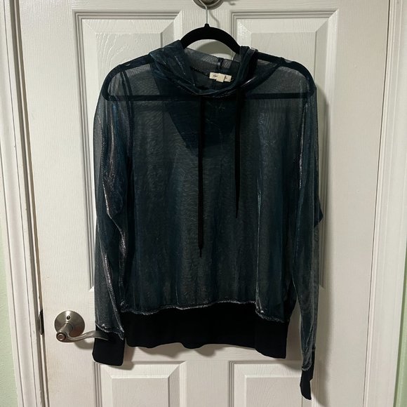 Silence + Noice Urban Outfitters Blue and Silver Iridescent Sheer Hoodie - Picture 2 of 5